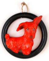 Hummel piros törpe schnauzer, felakasztható falidísz, kézzel festett, jelzett, apró kopásnyommal, d: 11,5 cm