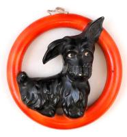 Hummel fekete törpe schnauzer, felakasztható falidísz, kézzel festett, jelzett, apró kopásnyommal, d: 12 cm