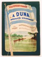 1958 Vízisport térkép, A Duna Budapesttől Sztálinvárosig, Kartográfiai Vállalat kiadása, 112x40 cm