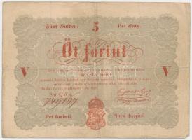 1848. 5Ft "Kossuth bankó" vörösesbarna T:III,III-