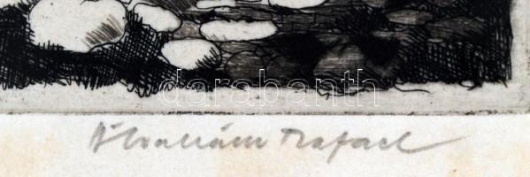 Ábrahám Rafael (1929-2014): Óváros, Újváros. Rézkarc, papír, jelzett, 20×28 cm