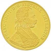 Ausztria 1915. 4D Au &quot;Ferenc József&quot; utánveret dísztokban (14g/0.986) T:PP felületi karc, ujjlenyomat, kissé hajlott  Austria 1915. 4 Ducat Au &quot;Franz Joseph&quot; restrike in case (14g/0.986) C:PP slightly scratched, finger print, slightly curved  Krause KM# 2276