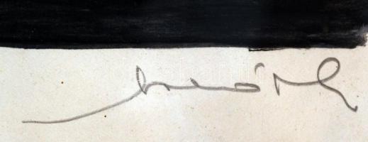 Olvashatatlan jelzéssel: Zala folyó. Vegyes technika, papír, jelzett, üvegezett keretben, 23×33 cm