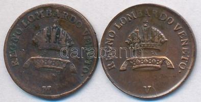 Olasz Államok / Lombardia-Velence 1822M 1c Cu + 1846M 1c Cu T:2-,3 ütésnyom
Italian States / Lombard...