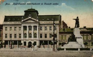 Arad, Csanádi takarékpénztár, Kossuth szobor / saving banks, statue (EM)