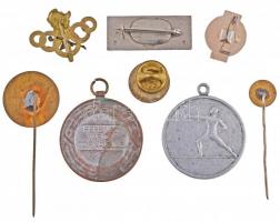 8db vegyes sportjelvény, díjérem, több zománcozott, közte Berán Lajos (1882-1943) ~1920. "Feren...