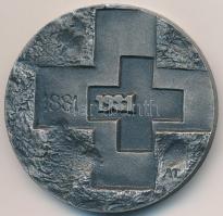 Asszonyi Tamás (1942-) 1981. 1881-1981 / 100 éves a Magyar Vöröskereszt ezüstözött fém emlékplakett (40mm) T:1-