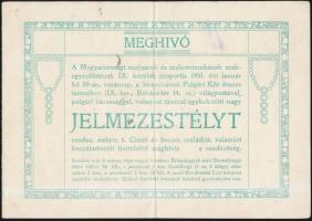 1910 Meghívó a magyarországi molnárok és malommunkások szakegyesületének IX. kerületi csoportja álta...