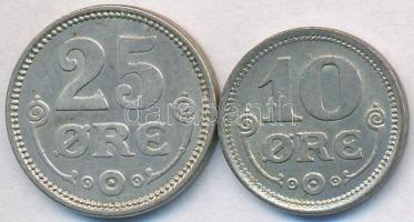 Dánia 1919. 10ö Ag + 25ö Ag T:2 Denmark 1919. 10 Öre Ag + 25 Öre Ag C:XF