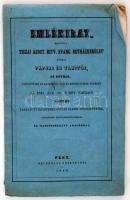 1846 Emlékirat, mellyet a Tiszai Ágost. Hitv. Evang. Egyházkerület számos papjai és tanítói... Pesten tartatott egyetemes gyűlés eleibe terjesztettek... Pest, 1846, Heckenast Gusztávnál.  Kiadói papír kötésben.  