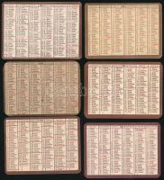 1951-1959 8 db kártyanaptár egymás utáni évekből