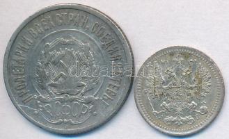 Vegyes: Orosz Birodalom 1885. 5k Ag + Szocialista Szövetségi Szovjet Köztársaság 1922. 20k Ag T:2,2-...