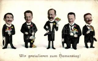 Name day, Gentleman caricatures, humour, B.K.W.I. 937-6. (fa)