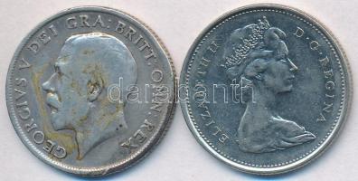 Vegyes: Nagy-Britannia 1917. 1Sh Ag "V. György" + Kanada 1968. 25c Ag T:2,2-,3
Mixed: Grea...