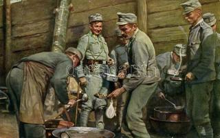 Étkezés kiosztása a lövészárokban az észak-nyugati fronton / WWI K.u.K. military, trench, food (EK)