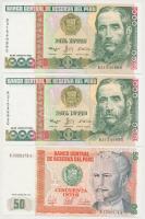 Peru 1987. 50I + 500 (4x) + 1988. 1000I (2x) T:I