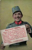 Kinevezési okmány öreg katonának / WWI Hungarian military, soldier, humour, O.K.W. 308. (fa)