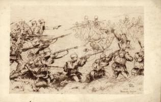 1916 Vitéz Taliga István csendőr Durja közelében visszaveri a kozák támadást / WWI Hungarian-Cossack battle s: Várady Lajos (EK)