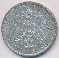 Német Államok / Poroszország 1907A 2M Ag "II. Vilmos" T:2- German States / Prussia 1907A 2 Mark Ag "Wilhelm II" C:VF