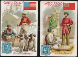 2 db litho Candol Cacao (Liebig?) kártya / 2 Candol Cacao litho cards