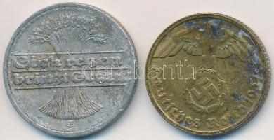 Németország / Weimari Köztársaság 1922. 50pf Al + Német 3. Birodalom 1937D 10pf Al-Br T:2,2-
Germany...