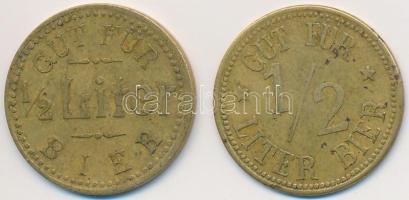 Németország ~1930-1940. 1/2L Cu sörzseton (2xklf) T:2- Germany ~1930-1940. 1/2 Liter Cu beer token (2xdiff) C:VF