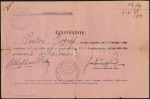 1919 A vörös Hadsereg lajstromozó bizottságának igazolása