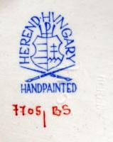 Herendi virág mintás tálka, kézzel festett, jelzett, hibátlan, 13,5×9 cm