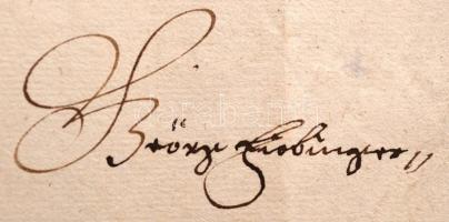 1645 Német nyelvű levél Körmöcbánya magisztrátusa számára, a külzetén rányomott viaszpecséttel /
16...