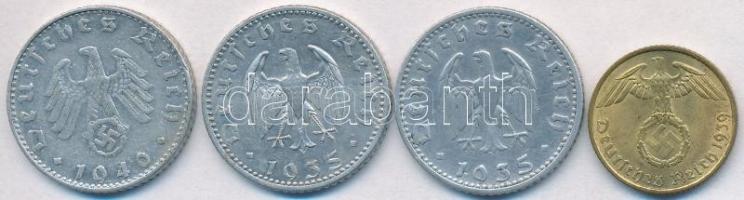 Német 3. Birodalom 1935A 50pf Al + 1935D 50pf Al + 1940B 50pf Al + 1939F 5pf Al-Br T:2,2-
German Thi...