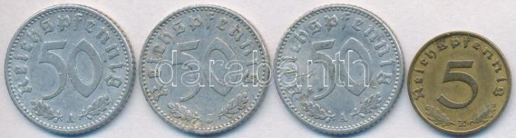 Német 3. Birodalom 1938E 5pf Al-Br + 1939A 50pf Al + 1941A 50pf Al + 1941J 50pf Al T:2,2- German Third Reich 1938E 5 Pfennig Al-Br + 1939A 50 Pfennig Al + 1941A 50 Pfennig Al + 1941J 50 Pfennig Al C:XF,VF