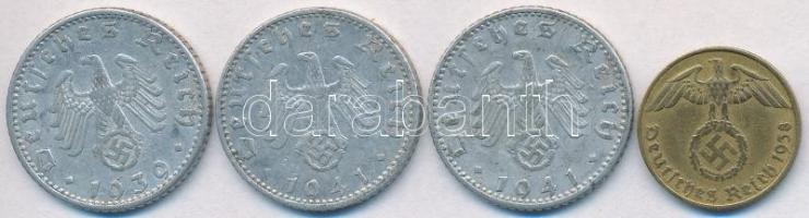 Német 3. Birodalom 1938E 5pf Al-Br + 1939A 50pf Al + 1941A 50pf Al + 1941J 50pf Al T:2,2-
German Thi...