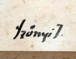 Szőnyi jelzéssel: Portré, tus, papír, üvegezett fa keretben, 31×22,5 cm