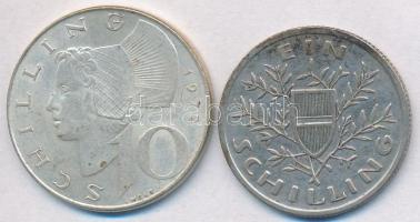 Ausztria 1925. 1Sch Ag + 1972. 10Sch Ag T:2,2- Austria 1925. 1 Schilling Ag + 1972. 10 Schilling Ag C:XF,VF