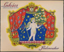 cca 1920-1930 A Lukács Csokoládégyár szaloncukor feliratú színes nyomtatványa