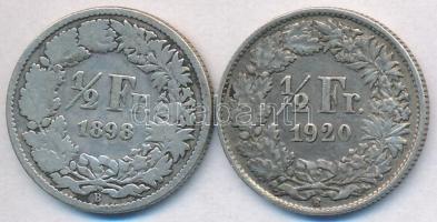 Svájc 1898B 1/2Fr Ag + 1920B 1/2Fr Ag T:2,3 Switzerland 1898B 1/2 Franc Ag + 1920B 1/2 Franc Ag C:XF,F