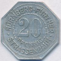 Németország / Weimari Köztársaság ~1920. 20Pf Al "Nürnberg-Fürthi villamos / Städt. Sparkasse" bárca T:2 Germany / Weimar Republic ~1920. 20 Pfennig Al "Tram of Nürnberg-Fürth / Städt. Sparkasse" token C:XF