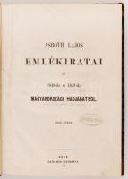 Asbóth Lajos emlékiratai az 1848-iki és 1849-iki magyarországi hadjáratból. I.-II. köt. (egybekötve). Pest, 1862. Ráth Mór. 158p.; 85p. Korabeli, gerincén ragasztott félbőr-kötésben.