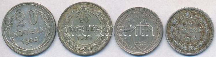 Szocialista Szövetségi Szovjet Köztársaság 1923. 15k Ag + 20k Ag + Szovjetunió 1925. 20k Ag + 1932. 15k Cu-Ni T:2,2- Russian Socialist Federated Soviet Republic 1923. 15 Kopeks Ag + 20 Kopeks Ag + Soviet Union 1925. 20 Kopeks Ag + 1932. 15 Kopeks Cu-Ni C:XF,VF