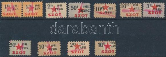 11 db SZOT tagsági bélyeg