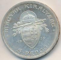 1938. 5P Ag "Szent István" T:2 patina
Adamo P8.1