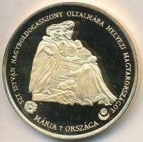 2000. "Magyar Államalapítás Emlékérem Sorozat - Szent István az államalapító" aranyozott Cu emlékérem tanúsítvánnyal (42,5mm) T:PP
