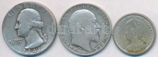 Nagy-Britannia 1910. 1Sh Ag "VII. Edward" + Hollandia 1925. 25c Ag "I. Vilma" + ...