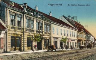 Nagyszombat, II. Rákóczi Ferenc utca, Hungária szálloda; Horovitz Adolf kiadása / street, hotek, shops