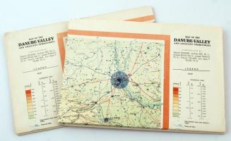 1947 Duna völgy és környéke nagy domborzati térkép, Magyar Földrajzi Intézet,2db,  hajtogatva, szép ...