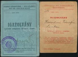 1938-44 Légoltalmi igazolvány, 2db ebből az egyik arcképes nő részére kiállítva