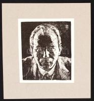 cca 1930 Kaveczky Zoltán (1897-1967): Önarckép. Fametszet, papír, kartonra kasírozva, dúcon jelzett, 8,5x9cm