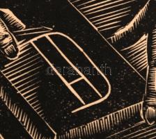 cca 1930 Dallos Hanna (1907-1944): Önarckép. Fametszet, papír, kartonra kasírozva, dúcon jelzett, 13...