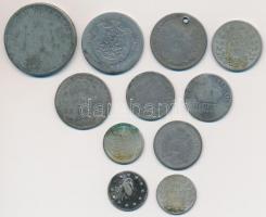 Vegyes: 11db magyar és külföldi rossz minőségű ezüstpénz, közte 1869GYF 20kr Ag "Magyar Királyi...