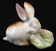 Zsolnay nyuszi, kézzel festett, hibátlan, jelzett / Zsolnay chinaware figure 7 cm